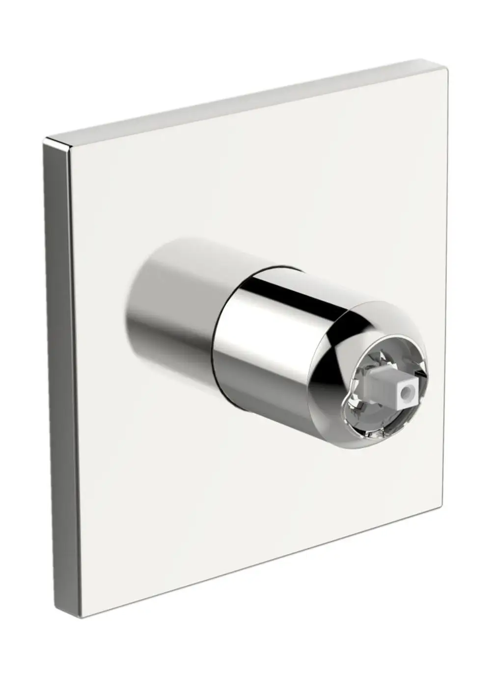 Montageplatte mit rundem Auslass für eine Brausebatterie, verchromt, minimalistisches Design, hergestellt von HANSA.